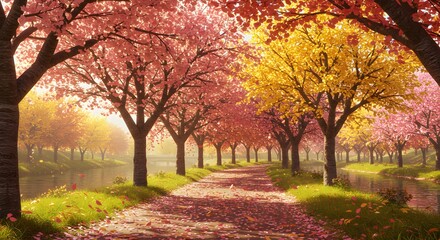 autumn atmosphere cherry blossoms in japan