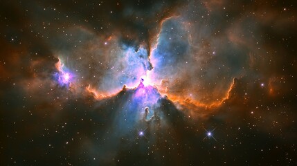 Colorful nebulae of space with numerous stars.