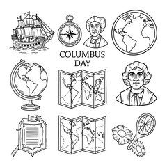 doodle icon illustration of Columbus day 