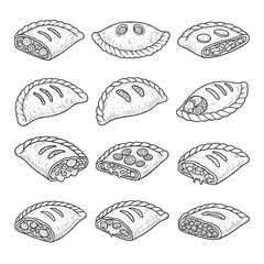 doodle icon illustration of calzone 