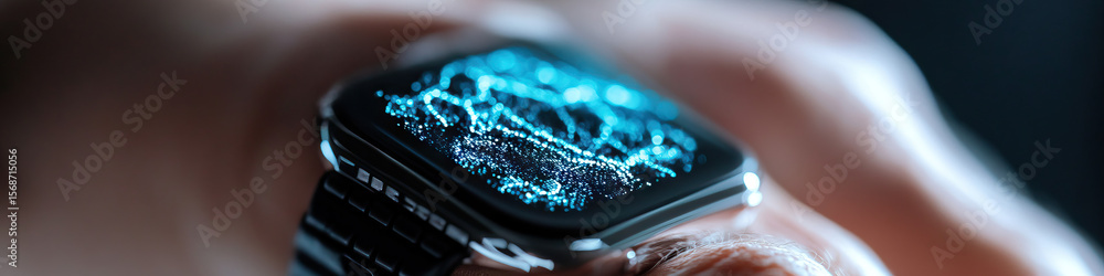 Aufkleber smartwatch displaying abstract blue data visualization