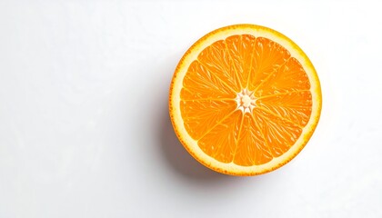 one juicy orange slice with pulp detail and realistic texture