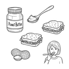 doodle icon illustration of peanut butter sandwich 