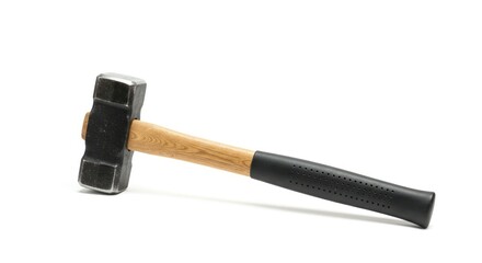 Heavy-duty hammer, light-wood handle, black grip