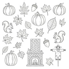 doodle icon illustration of fall decoration 
