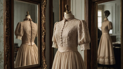 balloon sleeve dress and mannequin