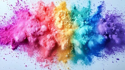 Abstract rainbow color powder isolated white background
