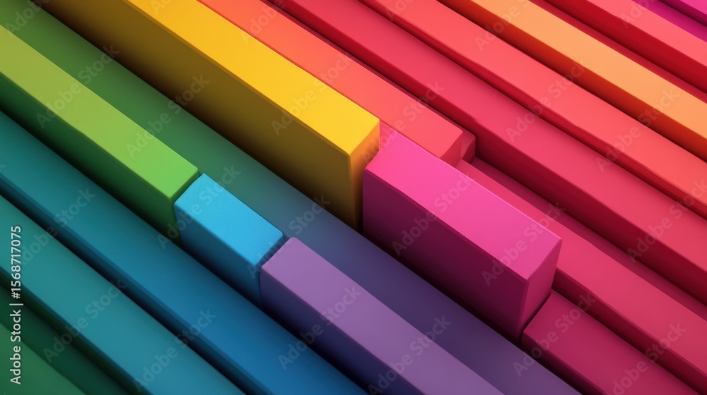 Poster dynamic geometric stripes in vibrant colors arranged in sequence
