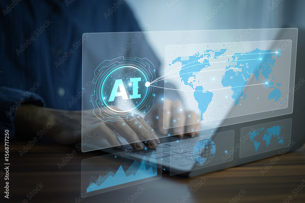 Aufkleber digital ai interface for global logistics control, real-time transportation optimization, and data a