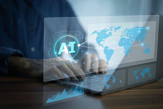 Digital AI interface for global logistics control, real-time transportation optimization, and data automation by business professional. - Powered by Adobe