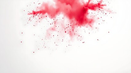 A festive explosion of red powder in mid-air against a clean white background.