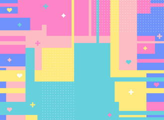 キュートなメンフィス風幾何学コラージュ背景