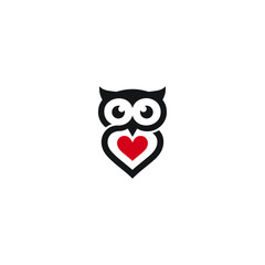 Love owl logo icon flat vector design