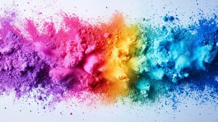 Abstract rainbow color powder isolated white background