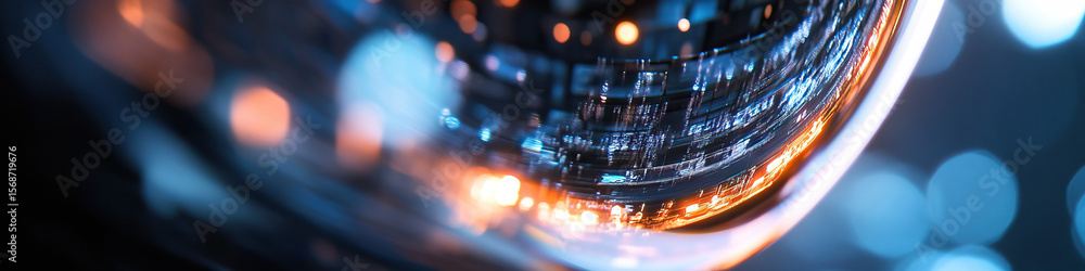 Poster abstract image of curvilinear glowing element with bokeh background