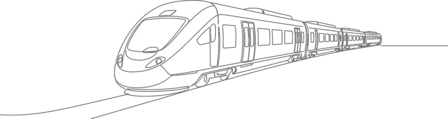 High speed train line drawing vector illustration railway transportation concept modern train design