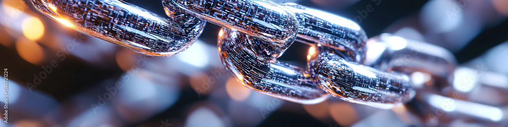 Poster close-up of a metal chain with circuit pattern