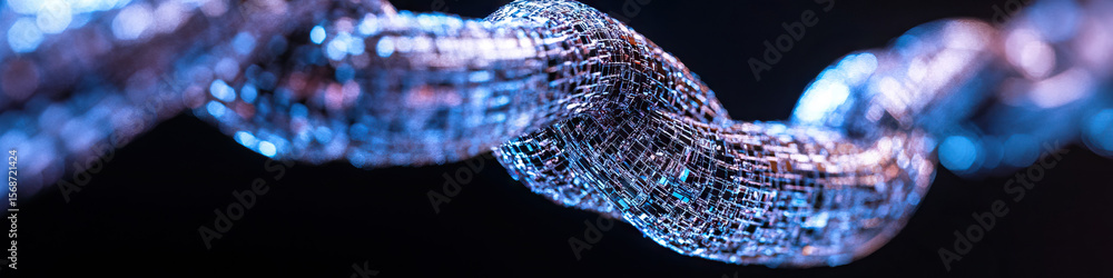 Poster digital 3d spiraling grid structure with blue and pink illumination