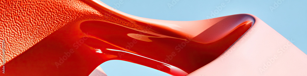 Poster abstract red and pink three-dimensional form