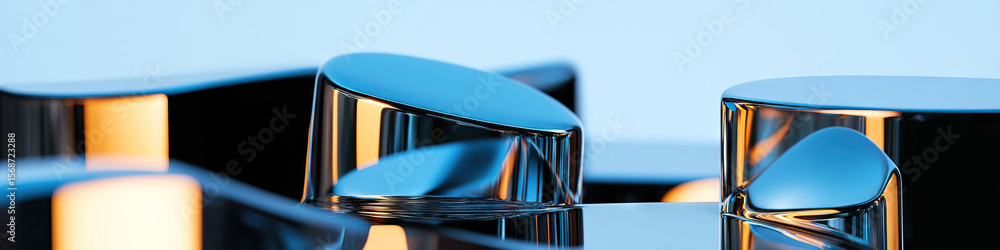 Poster abstract composition of polished metallic objects