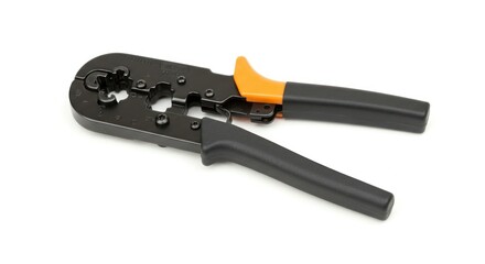 Network cable crimping tool, black and orange