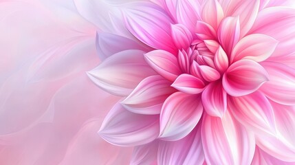 Fototapeta premium Radiant Pink Dahlia Bloom in Detailed Digital Illustration