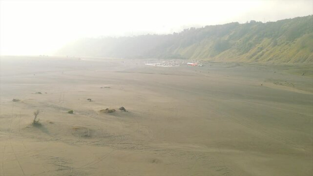 view of the sea of ​​sand of mount bromo