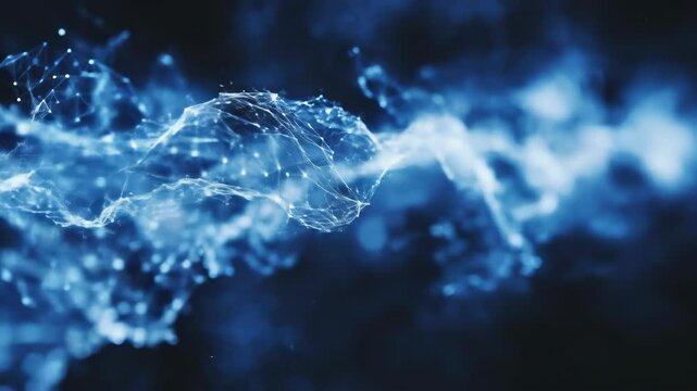 Blue network connection flow on dark background for tech