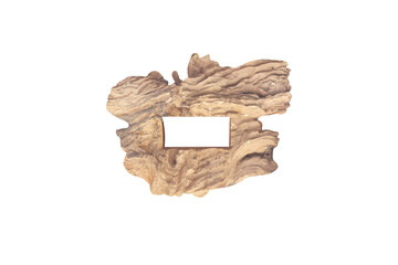 Old  wood picture frame with natural patterns isolated on white background , clipping path