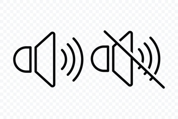 Speaker icon set. Volume icon set. Mute and unmute volume sound flat vector icons. Noise icon, Silent sign, Low volume, Maximum Volume symbol, No volume. Vector illustrator