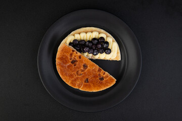 Delectable Blueberry Tart on a Black Plate