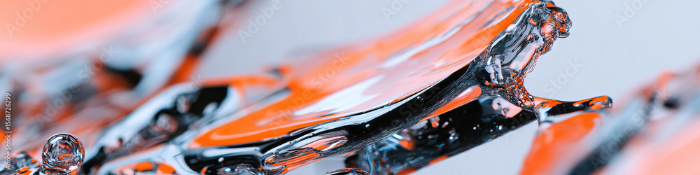 Poster abstract composition of translucent orange and black forms
