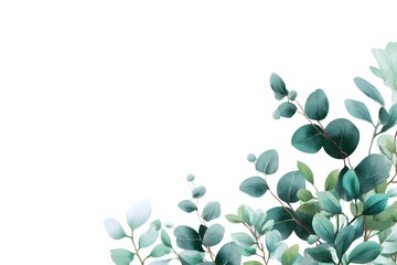 Obraz premium Watercolor eucalyptus leaf garland frame border clipart, isolated on a white background, 