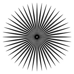A radial burst pattern with converging lines emanating from a central point design transparent background , no background