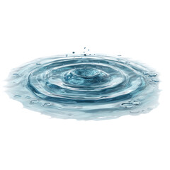  Small Puddle with Water Ripple Effect - Clear water puddle with gentle ripple on transparent background