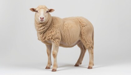 Fototapeta premium Sheep grazing in a tranquil pasture farm setting animal photography natural environment close-up view livestock concept