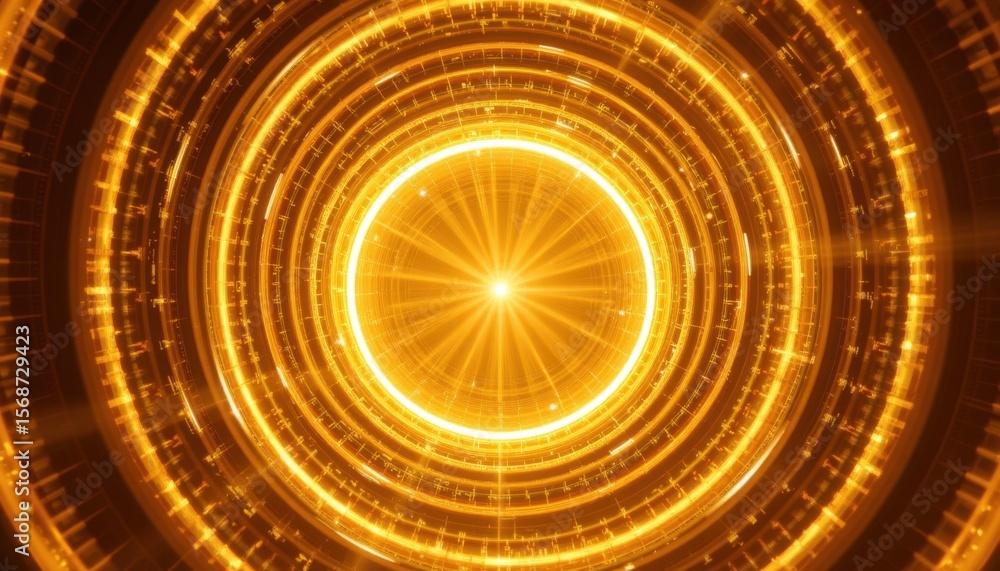 Aufkleber dynamic circular light patterns creating energy vibes digital art abstract environment top-down pers