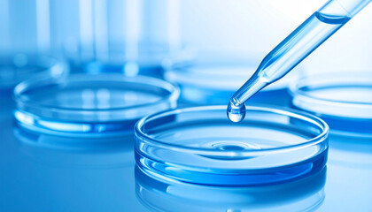 Scientific Precision: A close-up view showcases a laboratory pipette dispensing a precise droplet of liquid into a petri dish, symbolizing the meticulousness of scientific inquiry.