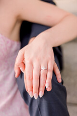 Engagement ring on hand