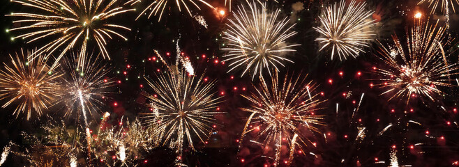 Banner Golden Firework celebrate anniversary independence day night time celebrate national...