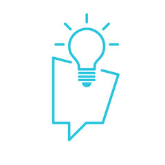 Idea icon, Tips and tricks Lightbulb, Isolated on white, Blue icon set