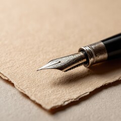 Antique fountain pen on aged paper