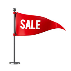 Red Sale Flag Flying High, Announcing Discounts and Promotions, Great for Retail and Marketing Campaigns