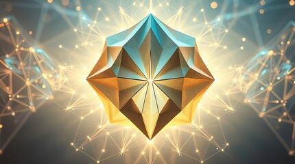 Ethereal origami diamond light aura art