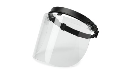 Clear face shield with black headband and adjustable straps