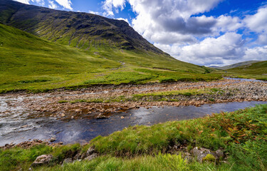 mountain landscape with blue sky and clouds
