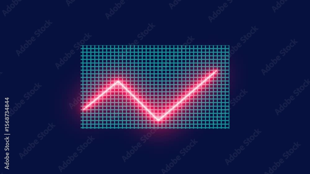 Poster simple neon graph icon illustrates data visualization. represents metrics, analysis, and performance