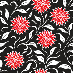 Vintage floral seamless pattern, suitable for fashion design, decoration, fabric, wallpaper and printing on black background