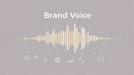 Obraz premium Digital sound wave visualization illustrating brand voice and communication strategies on a muted background. Possible use marketing
