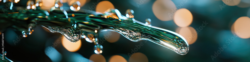 Poster close-up of water stream with bokeh background
